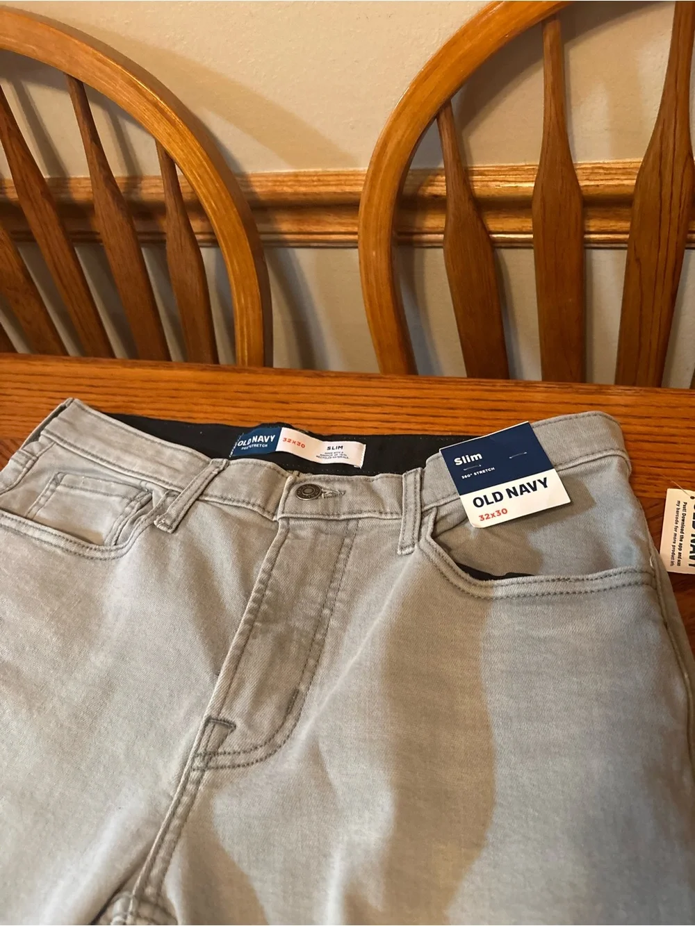 Old Navy 360 Stretch Slim Jeans Mens 32x30 Light Gray Comfort Waist Denim NWT